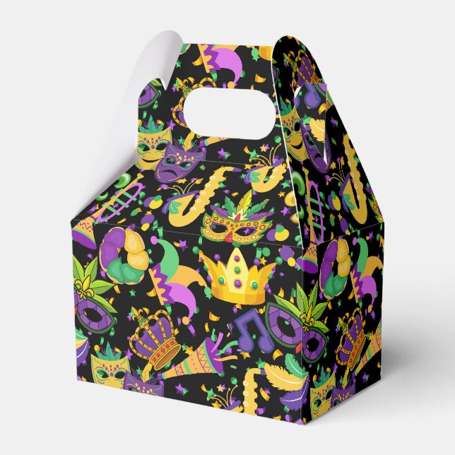 Mardi gras Farben Schwarz BG Geschenkschachtel (Vorderseite)