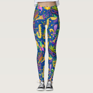 Mardi gras farbige D Blue Leggings
