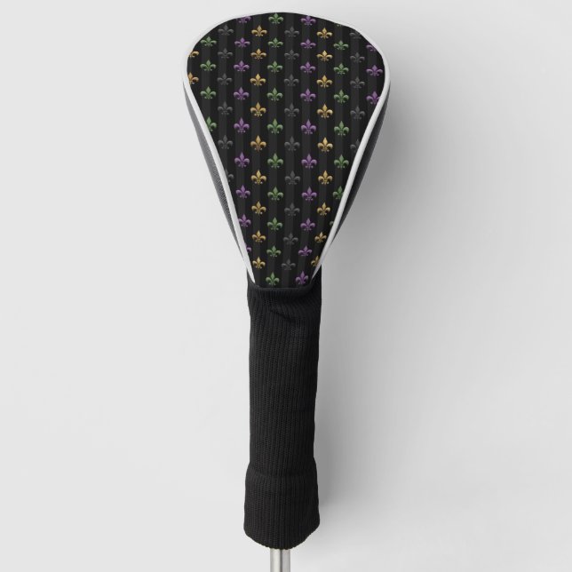 Mardi Gras farbige Lilie Dunkel Vertikal Golf Headcover (Vorderseite)