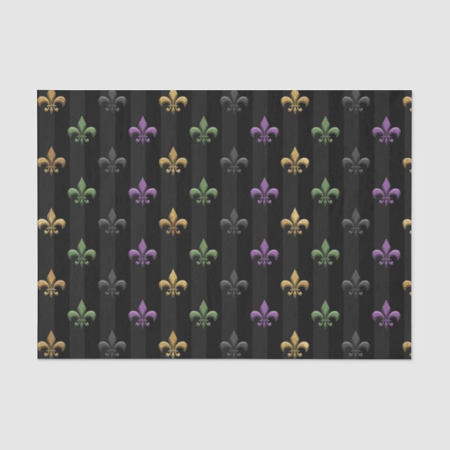 Mardi Gras farbige Lilie Dunkel Vertikal Seidenpapier (Vorderseite)