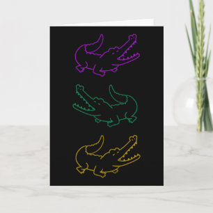 Mardi Gras Fat Tuesday Alligatoren Lila Grün Und Karte
