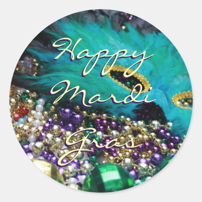 Mardi Gras Feather Mask Custom Round Sticker Siege (Vorderseite)
