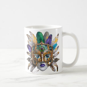 Mardi Gras Feather und Metallmaske Kaffeetasse