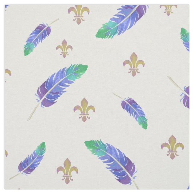Mardi Gras Feathers und Lilie Pattern Stoff (Muster)