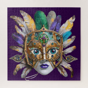 Mardi Gras-Feder- und Metallmaske