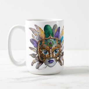 Mardi Gras-Feder- und Metallmaske Kaffeetasse