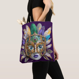 Mardi Gras-Feder- und Metallmaske Tasche