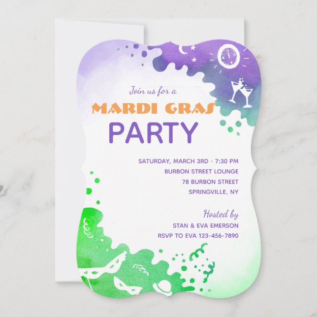 Mardi Gras-Feier Einladung (Vorderseite)