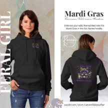 Mardi Gras Feral Raccoon Pullover Hoodie