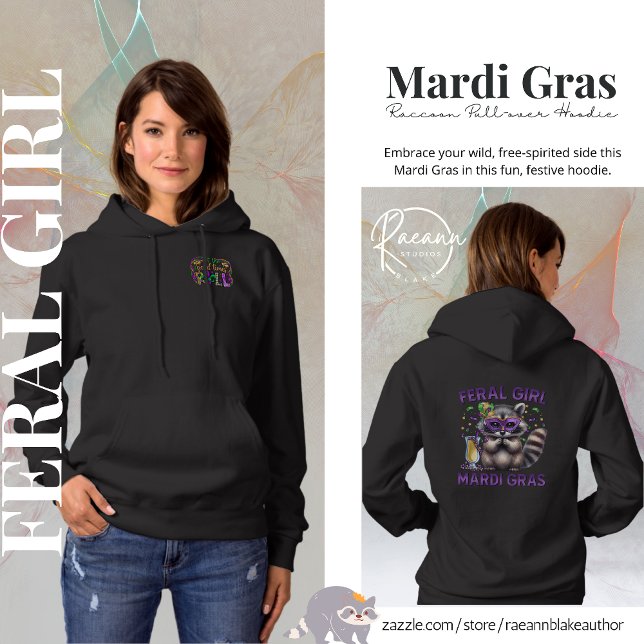 Mardi Gras Feral Raccoon Pullover Hoodie (Von Creator hochgeladen)