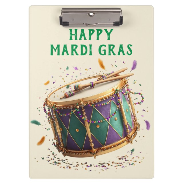 Mardi Gras Festive Drum Klemmbrett (Vorderseite)