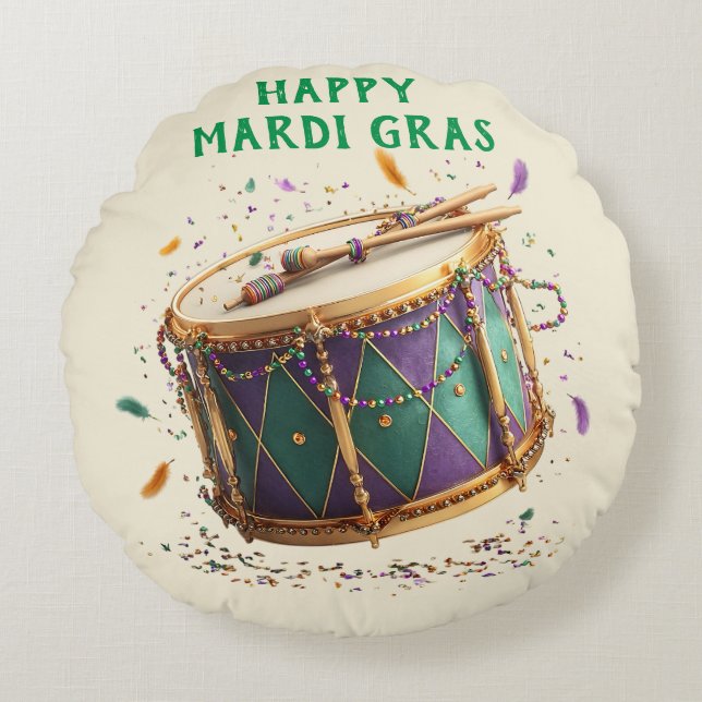 Mardi Gras Festive Drum Rundes Kissen (Vorderseite)