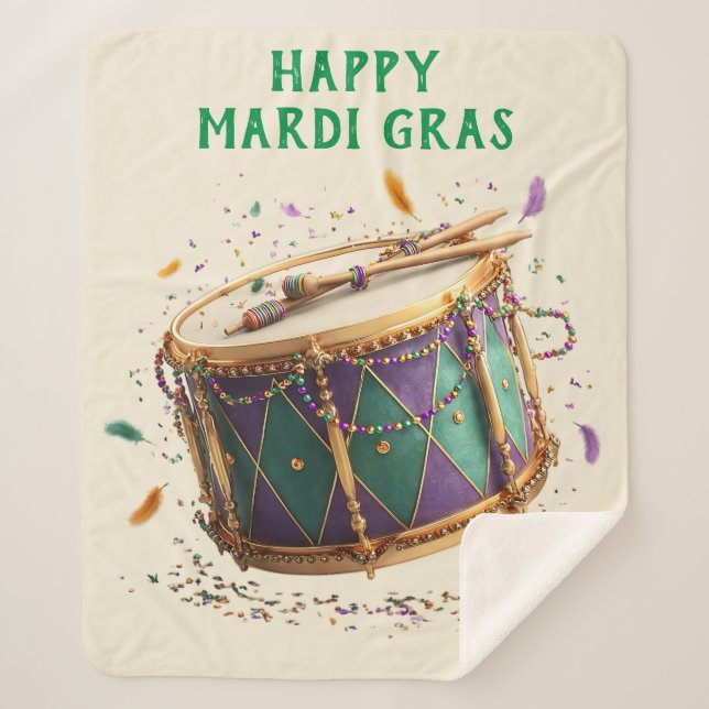 Mardi Gras Festive Drum Sherpadecke (Vorderseite)
