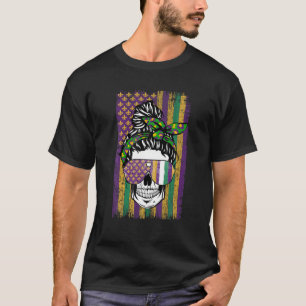 Mardi Gras Flag Bond Kopf Skull Carnival Party Gir T-Shirt