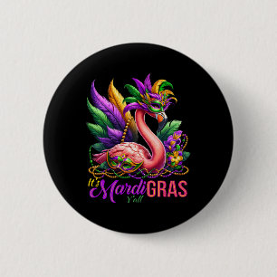 Mardi Gras Flamingo Hawaiian Tropical Party Men Wo Button