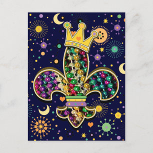Mardi Gras Fleur Celebrate Postkarte