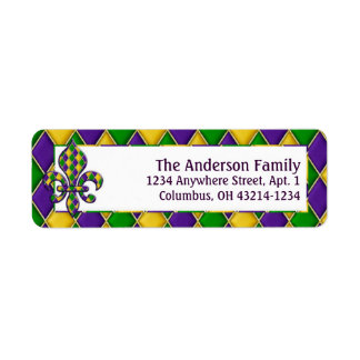 Mardi Gras Fleur d2 Adresse de retour Étiquettes