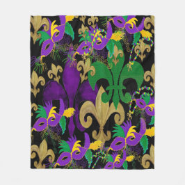 Mardi Gras fleur de lis and masks Fleecedecke