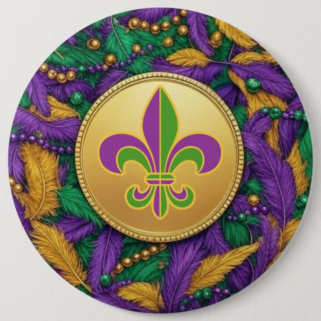 Mardi Gras Fleur de lis Button (Vorderseite)