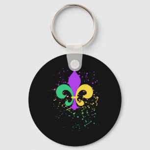 Mardi Gras Fleur De Lis Farbspritzer Nola Schlüsselanhänger