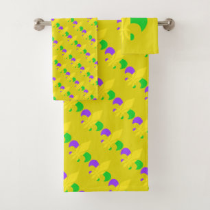 Mardi Gras Fleur-de-Lis Green Lila Gelb Badhandtuch Set