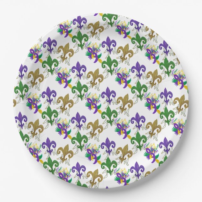 Mardi Gras fleur de lis party Pappteller (Vorderseite)