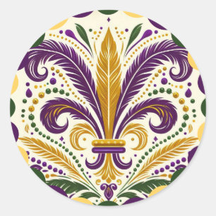 Mardi Gras fleur-de-lis Runder Aufkleber