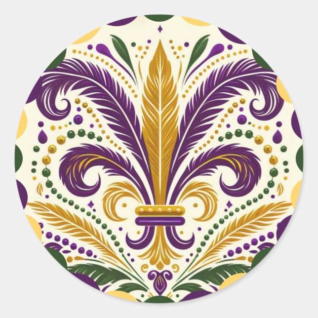 Mardi Gras fleur-de-lis Runder Aufkleber (Vorderseite)