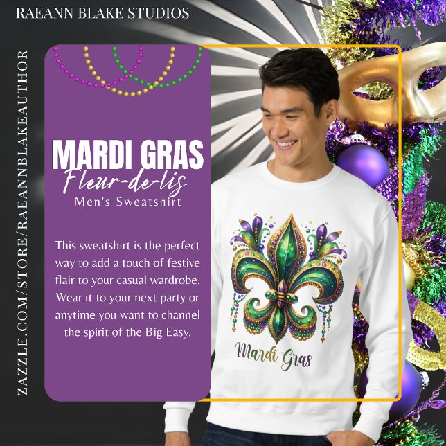 Mardi Gras Fleur-de-lis Sweatshirt masculin (Créateur téléchargé)