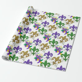 Mardi Gras fleur de lis und Masken Geschenkpapier