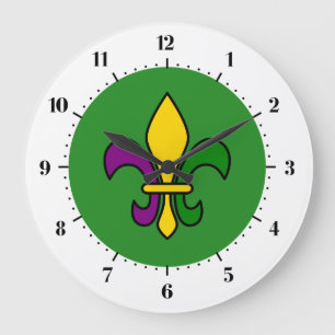 Mardi Gras fleur-de-lys Große Wanduhr