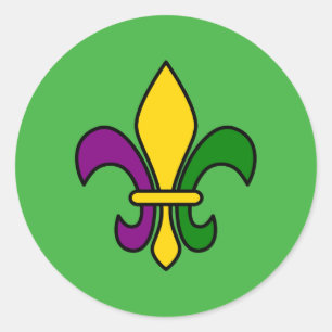 Mardi-Gras-Fleur-de-lys Runder Aufkleber