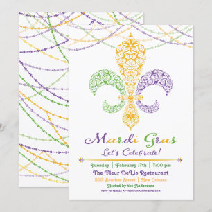 Mardi Gras Fleur DeLis Party Einladung