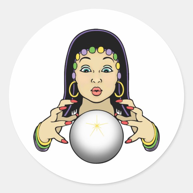 Mardi Gras Fortune Teller Runder Aufkleber (Vorderseite)