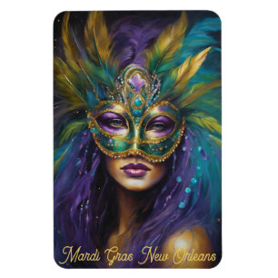 Mardi Gras Frau in Maske Karneval Text bearbeiten Magnet