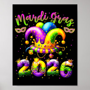 Mardi Gras Frohe 2026 Narrenhut New Orleans Männer Poster