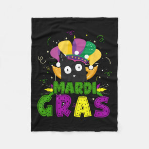Mardi Gras Funny Black Cat Clown Cat Mardi Fleecedecke
