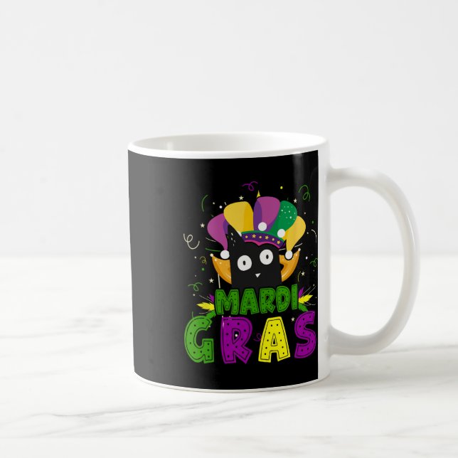 Mardi Gras Funny Black Cat Clown Cat Mardi Kaffeetasse (Rechts)