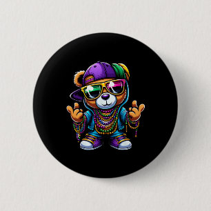 Mardi Gras für Jungen Mens Hüftpfropfen Bär New Or Button