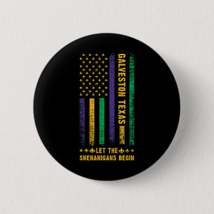 Mardi Gras Galveston Texas Fleur-de-lis American F Button