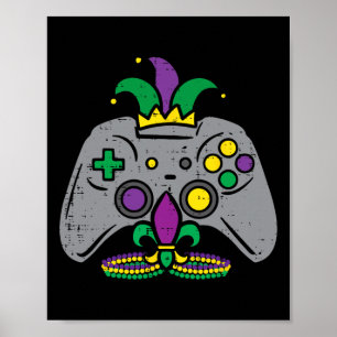 Mardi Gras Gaming Controller Gamer Männer Jungen K Poster