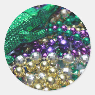 Mardi Gras Gator Beads Stickers