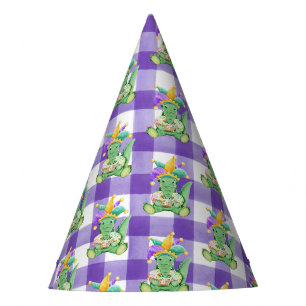 Mardi Gras Gators und Gingham Paper Partyhütchen