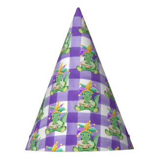 Mardi Gras Gators und Gingham Paper Partyhütchen