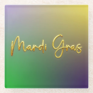Mardi Gras Gelb, Lila, grün Glasuntersetzer