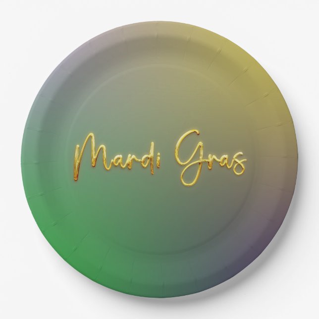 Mardi Gras Gelb, Lila, grün Pappteller (Vorderseite)