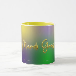 Mardi Gras Gelb, Lila, grün Tasse