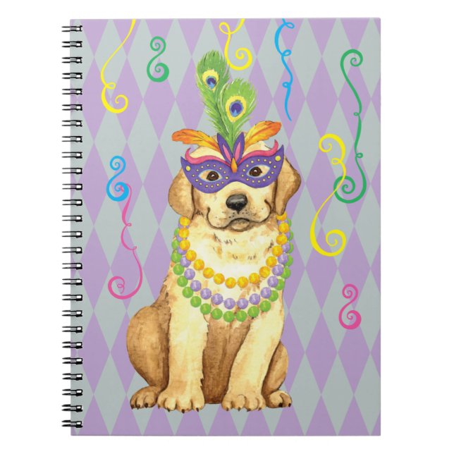 Mardi Gras Gelbe Labrador Notizblock (Vorderseite)
