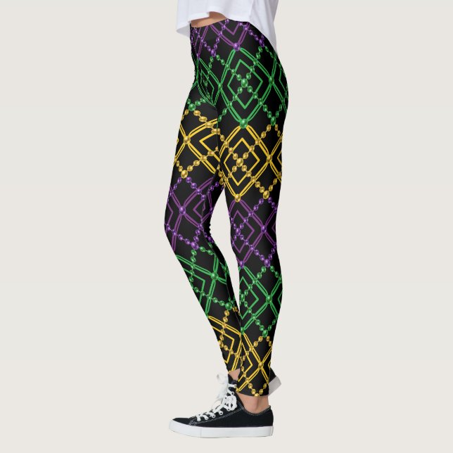 Mardi Gras Geometric Bead Strings Karneval Leggings (Links)
