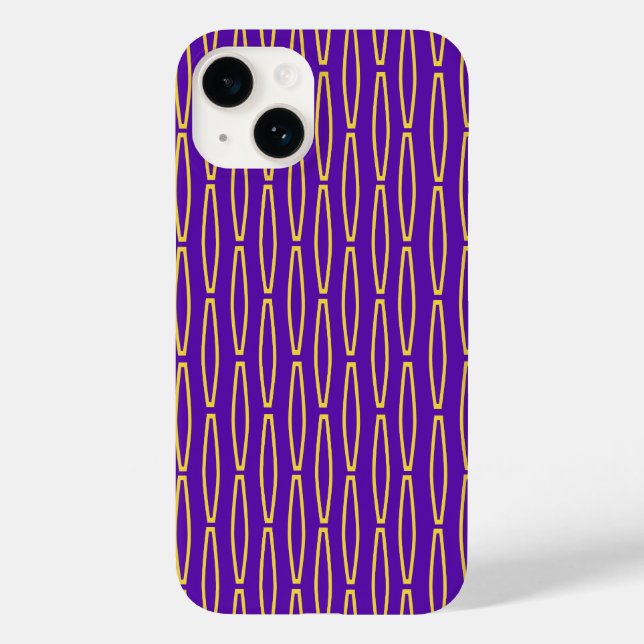 Mardi Gras Geometric Repeat Case-Mate iPhone 14 Hülle (Rückseite)